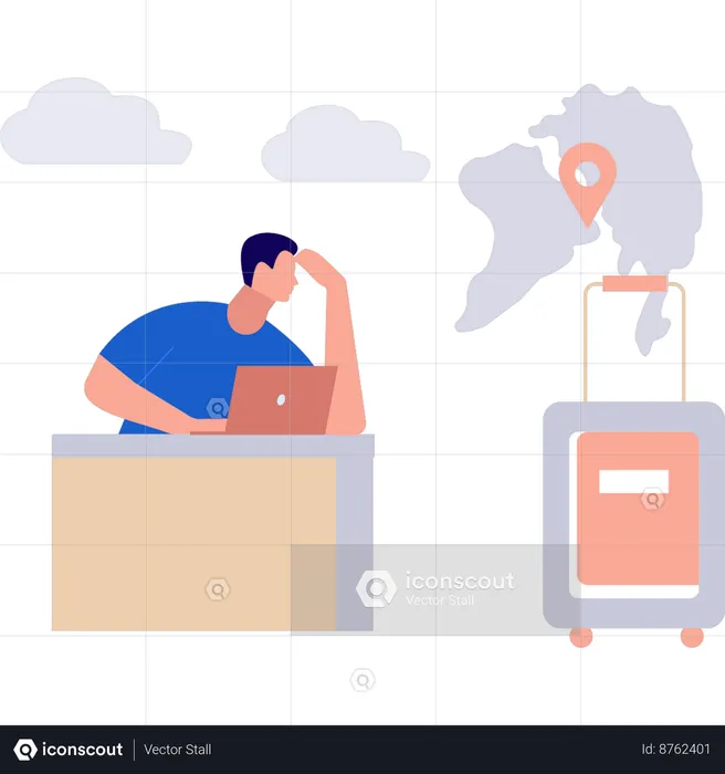 Businessman is excited for business travel  Illustration