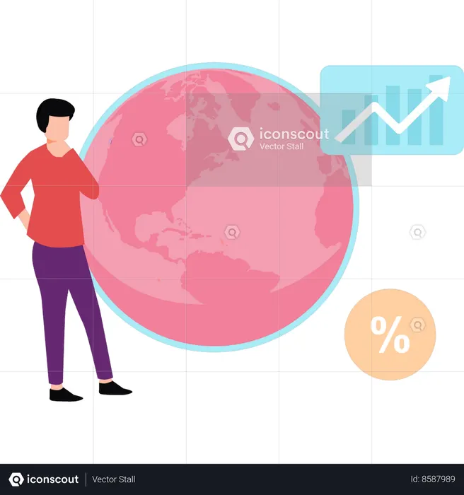 Businessman is expanding his business globally  Illustration