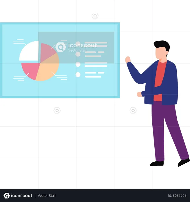 Businessman is explaining business chart  Illustration