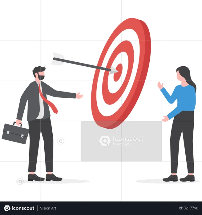 Businessman is explaining target to employee  Illustration