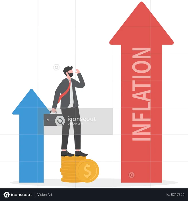 Businessman is facing inflation  Illustration