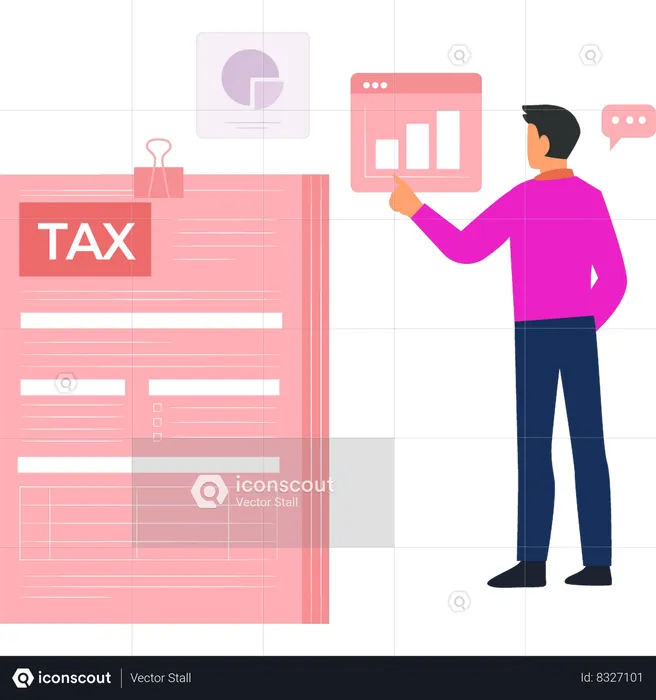 Businessman is filing tax papers  Illustration