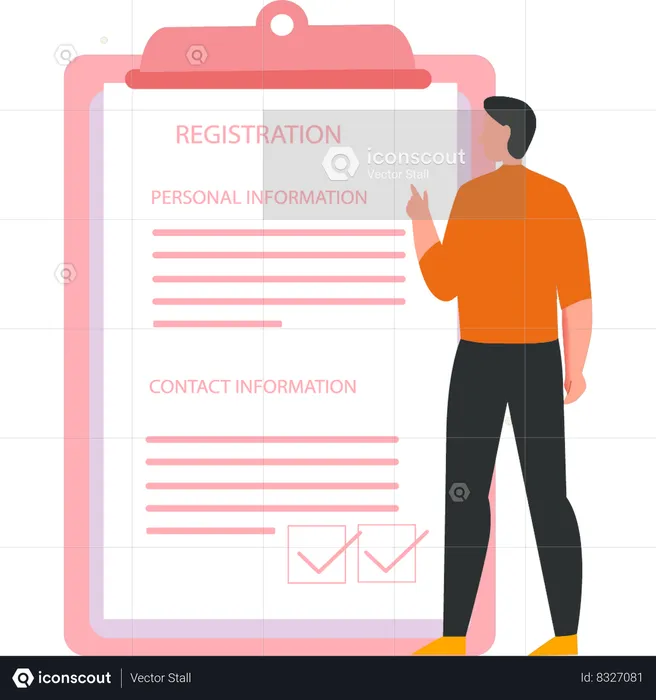 Businessman is filling registration form  Illustration
