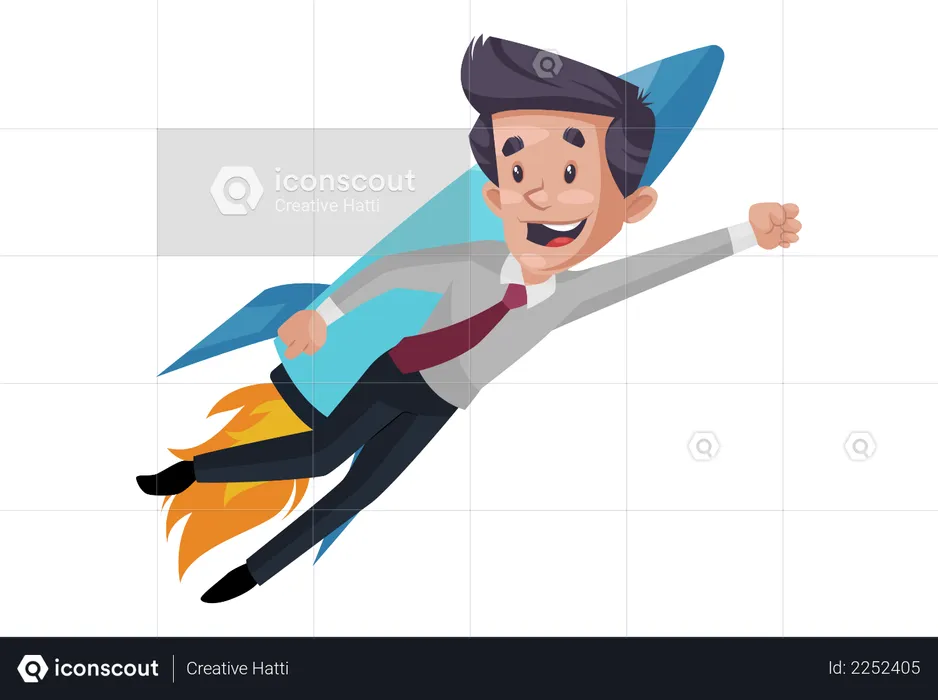 Businessman is flying with the rocket  Illustration