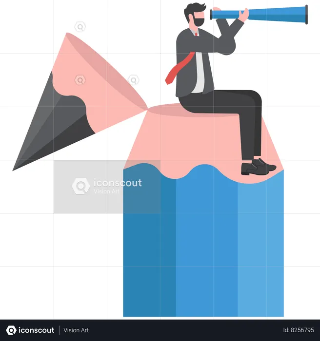 Businessman is forecasting business growth  Illustration