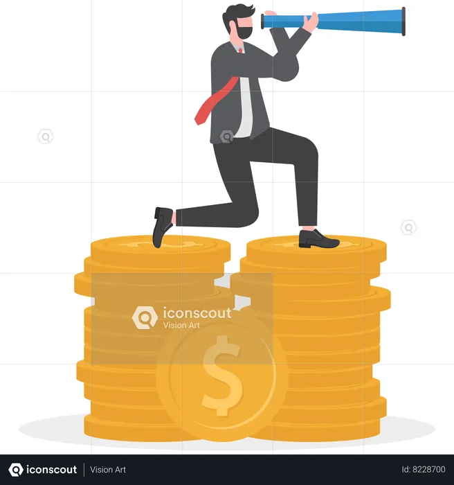 Businessman is forecasting his financial investment  Illustration