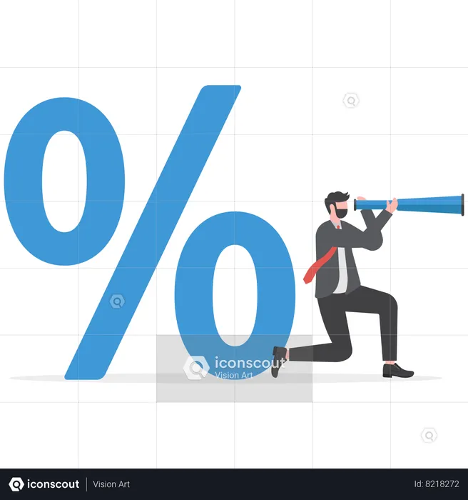 Businessman is forecasting his profit percentages  Illustration