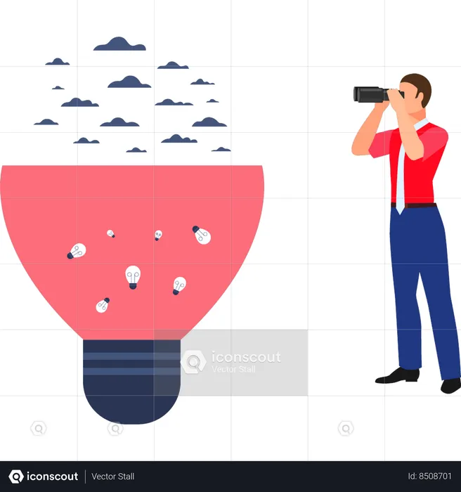 Businessman is forecasting idea generation  Illustration