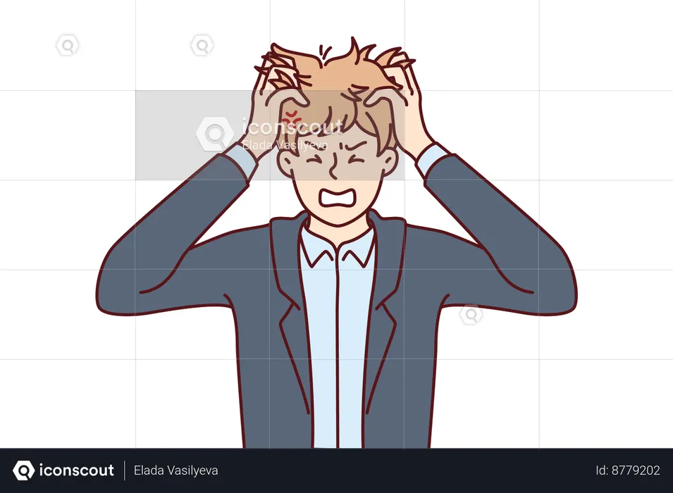 Businessman is frustrated due to workload  Illustration