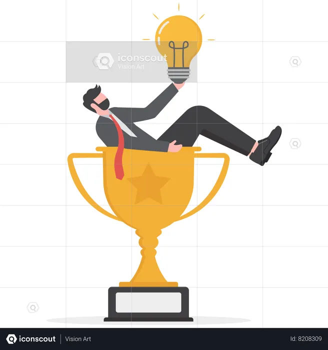 Businessman is getting creative ideas  Illustration