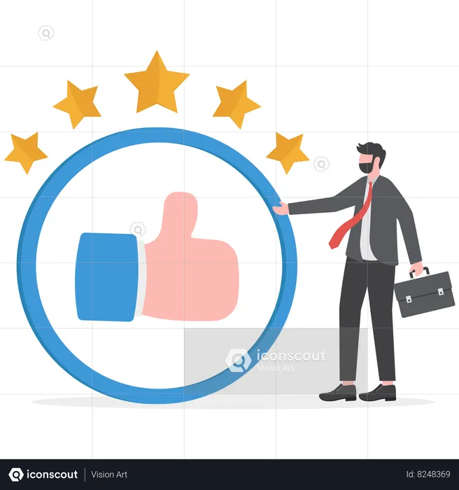 Businessman is getting good feedbacks  Illustration