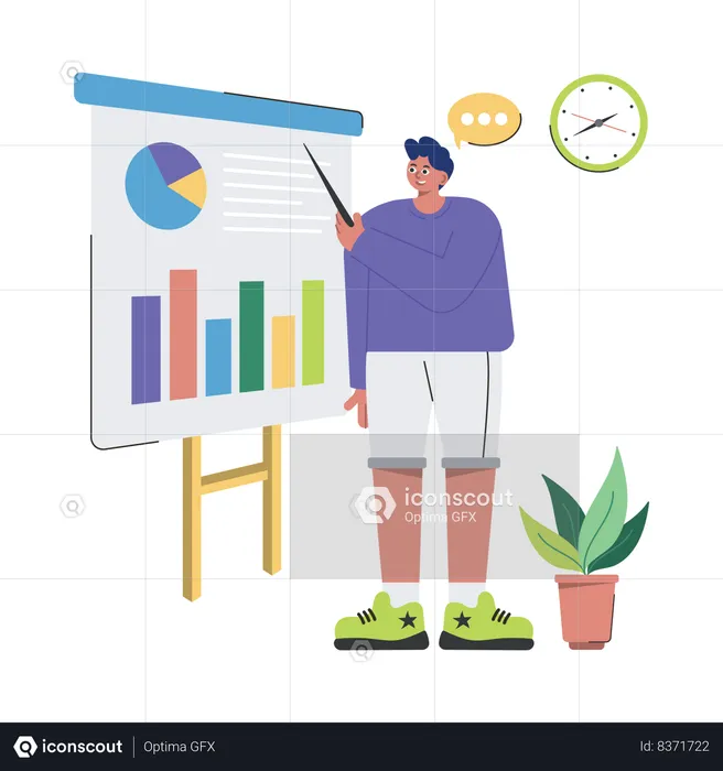 Businessman is giving presentation  Illustration