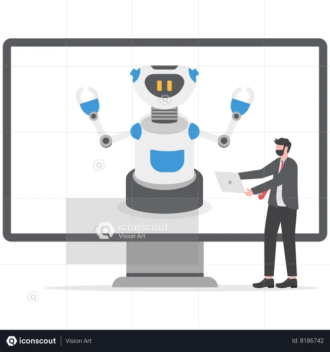 Businessman is giving presentation on artificial intelligence  Illustration