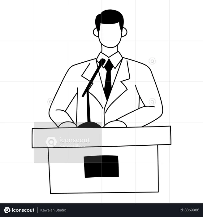 Businessman is giving speech on podium  Illustration