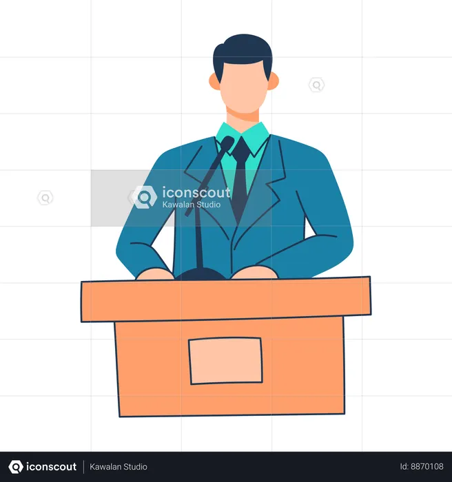 Businessman is giving speech on podium  Illustration