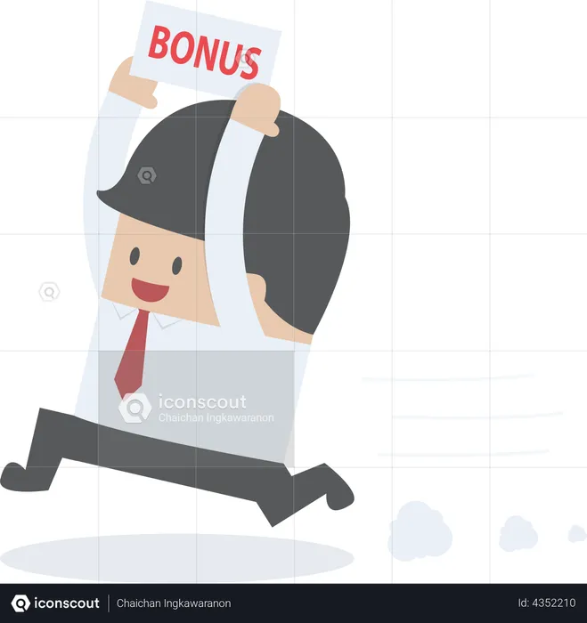 Businessman is happy because he got bonus money  Illustration
