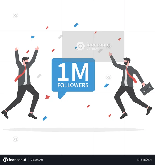 Businessman is happy with his followers on social media  Illustration