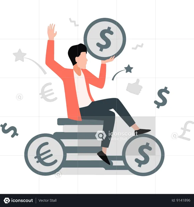 Businessman is having successful investment  Illustration