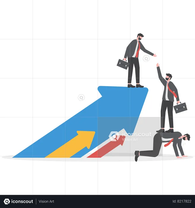 Businessman is helping his employees in achieving the target  Illustration