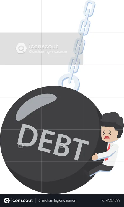 Businessman is Hit by Debt  Illustration