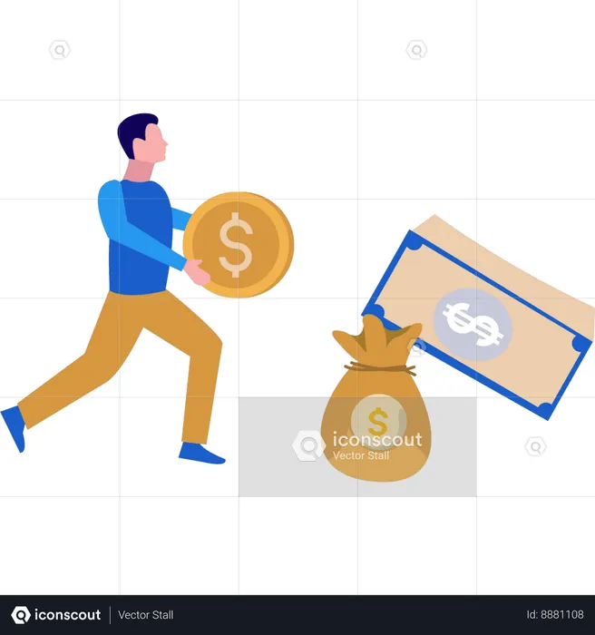 Businessman is holding a dollar coin  Illustration