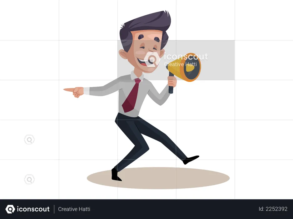 Businessman is holding a megaphone and Doing Marketing  Illustration