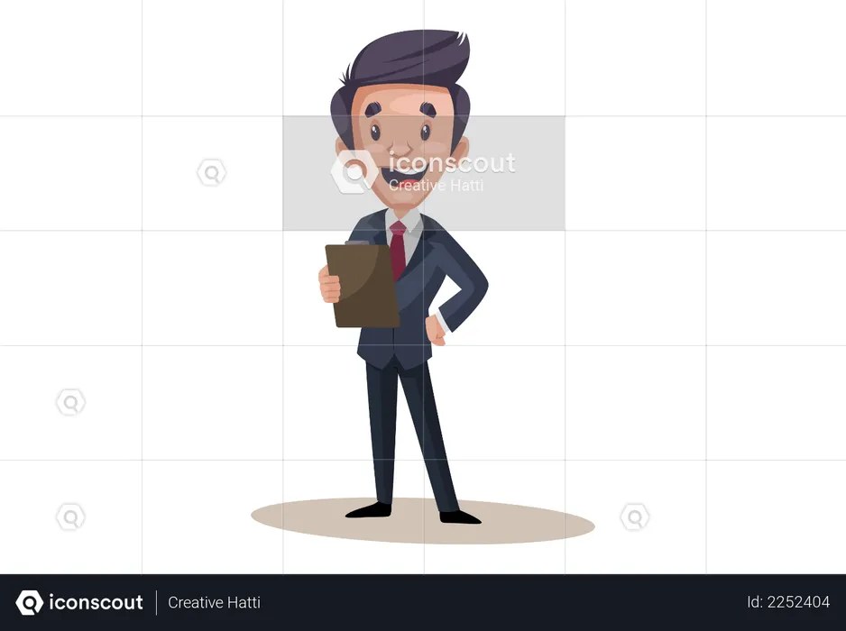 Businessman is holding clipboard in hand  Illustration