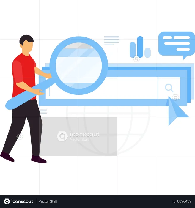 Businessman is holding magnifying glass  Illustration