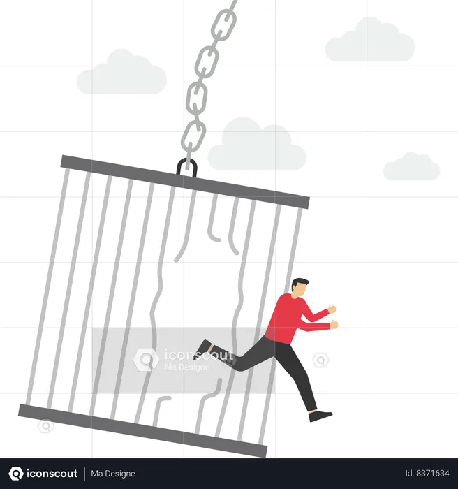 Businessman is jumping out of his comfort zone  Illustration
