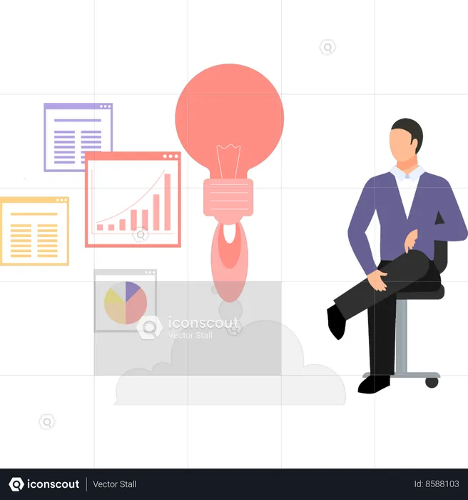 Businessman is launching new idea  Illustration