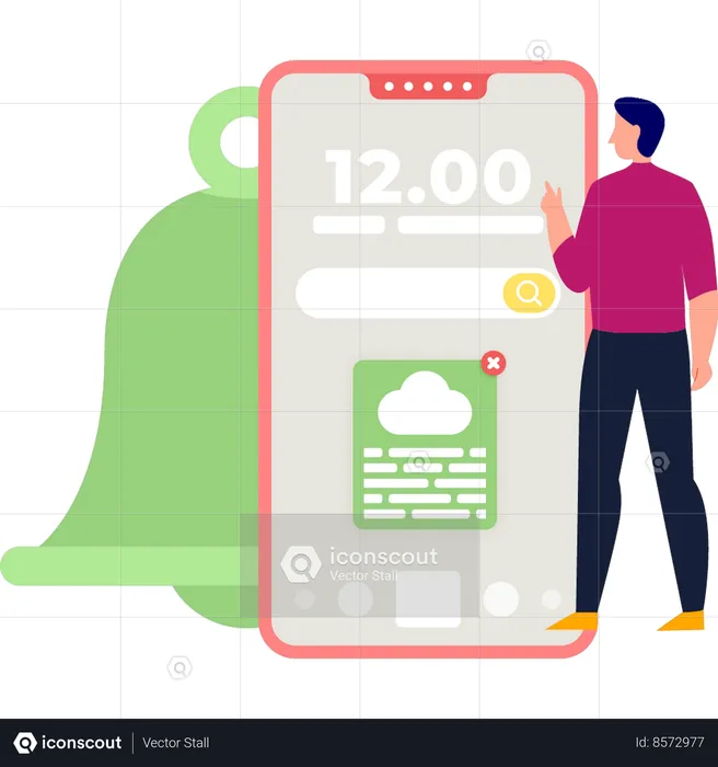 Businessman is looking at time in mobile  Illustration