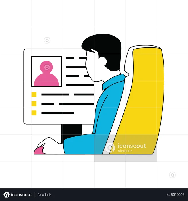 Businessman is looking at user profile  Illustration