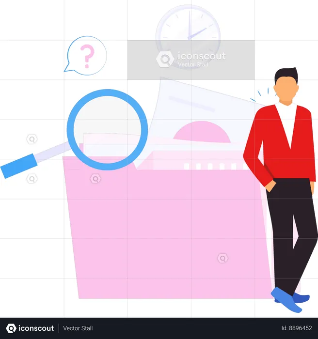 Businessman is looking for the folder  Illustration