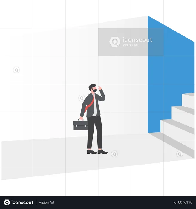 Businessman is looking in upward direction  Illustration
