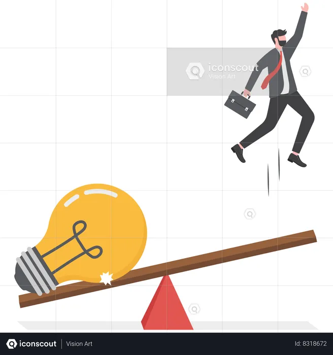 Businessman is maintaining balance with creative ideas  Illustration