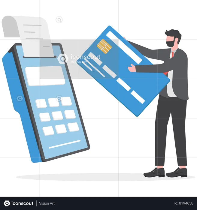 Businessman is making card payment  Illustration