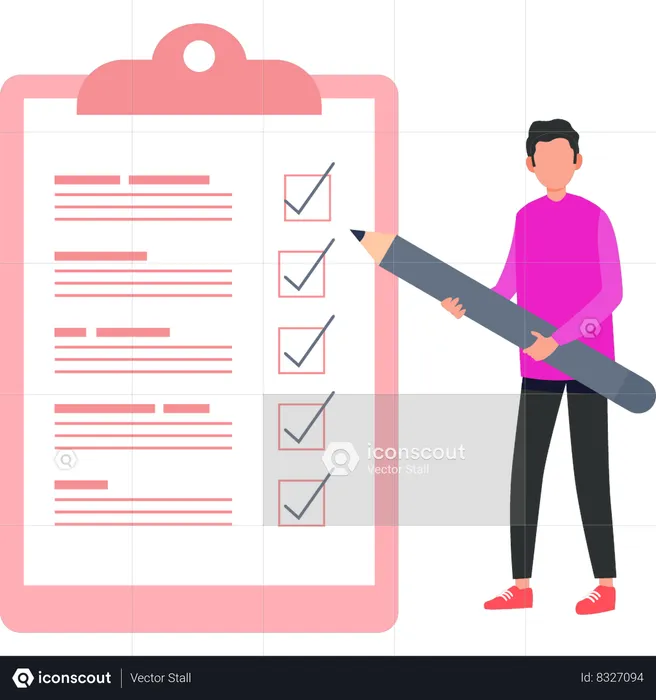 Businessman is making list of tasks  Illustration