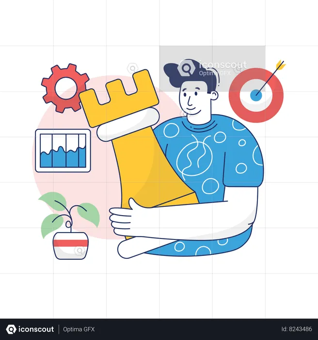 Businessman is making Marketing Strategy  Illustration