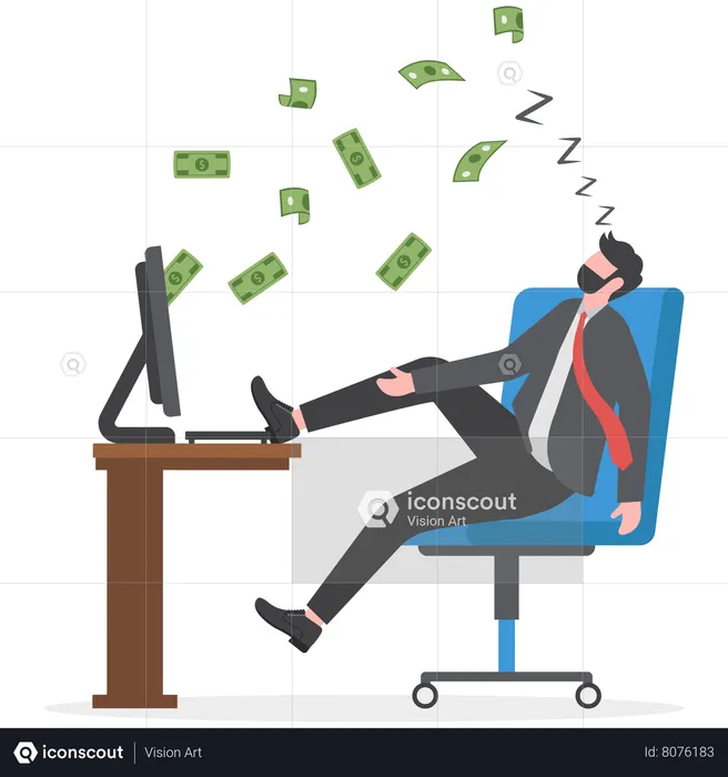 Businessman is making online money  Illustration