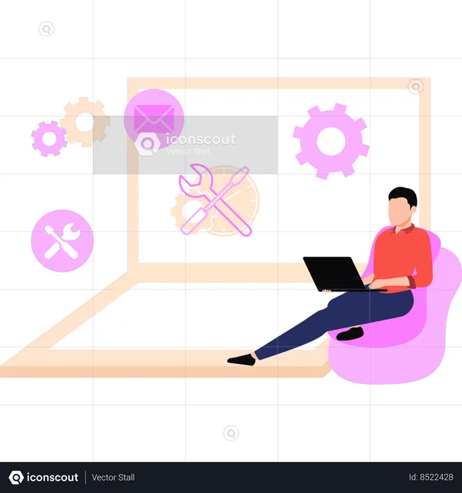 Businessman is making website changes  Illustration