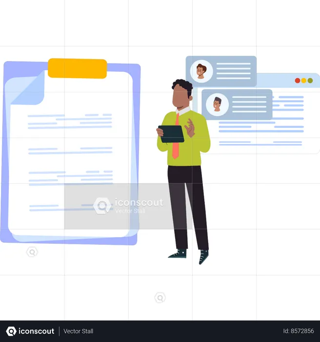 Businessman is managing different resumes  Illustration