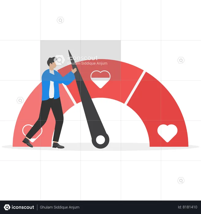 Businessman is measuring his love  Illustration