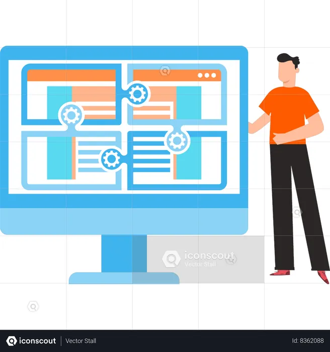 Businessman is monitoring website  Illustration