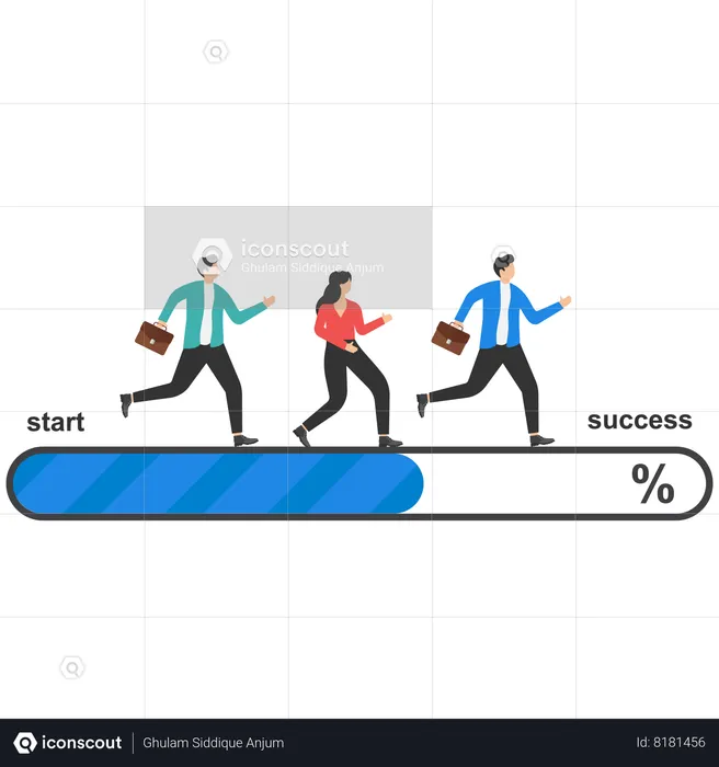 Businessman is moving forward in his business  Illustration