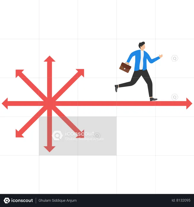 Businessman is moving towards his business goals  Illustration