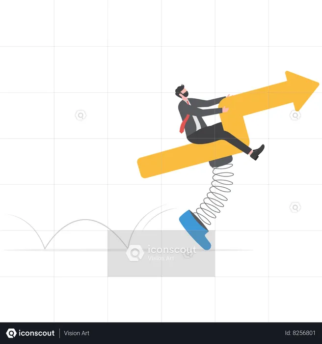 Businessman is moving towards his goals  Illustration
