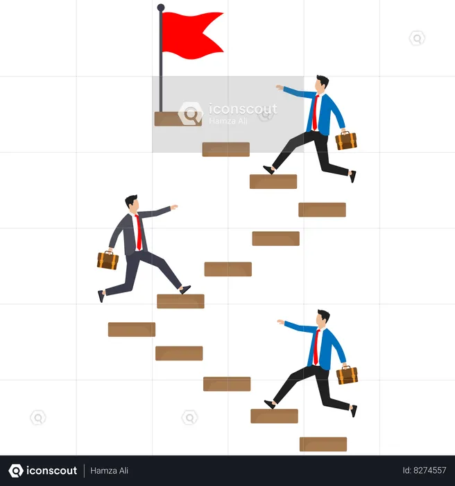 Businessman is moving towards his target  Illustration