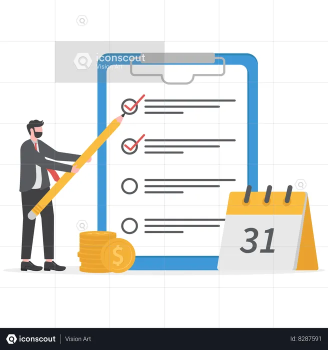 Businessman is paying employees salary at month end  Illustration