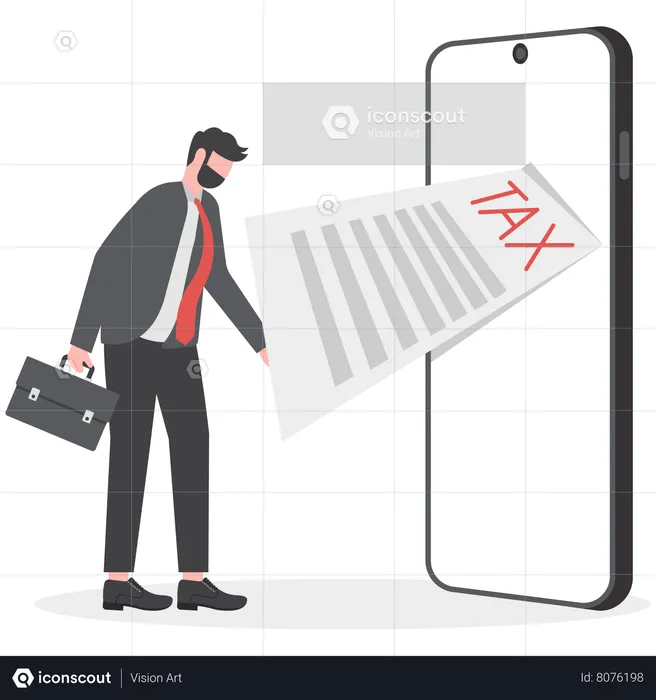 Businessman is paying online income tax  Illustration