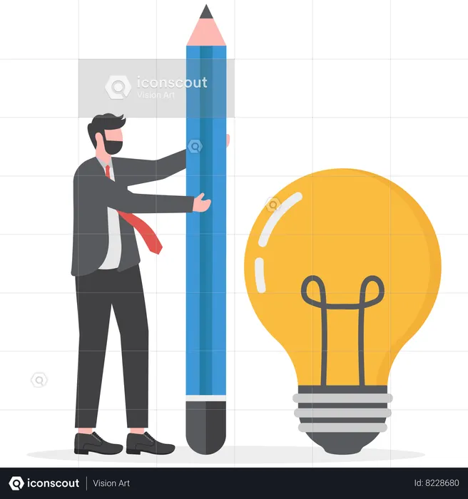 Businessman is penning down his ideas  Illustration